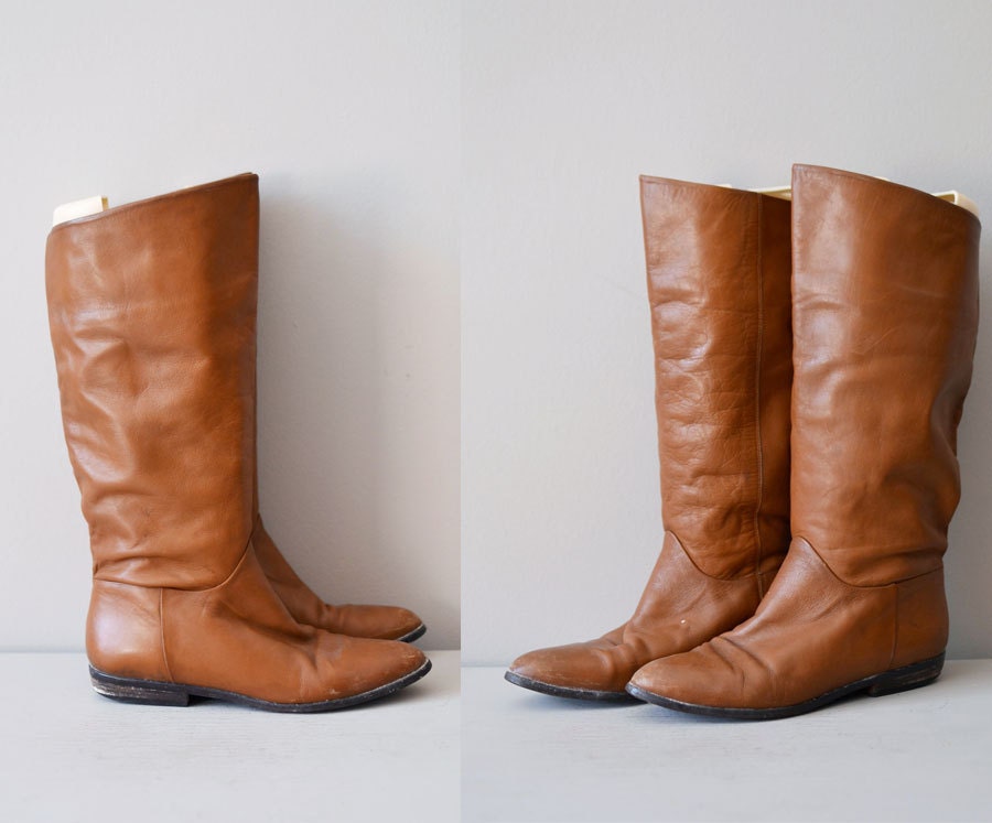 leather riding boots / brown leather boots / tall boots / Beckwith boot
