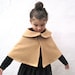 Camel Girls Cape with Peter Pan Collar - Boiled Wool Brown Capelet Size 12 months 1T to 3T - Wedding Party Fashion Shrug