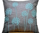 Blue Queen Ann Pillow Cover, Ash Grey Pillow Blue Queen Ann, Decorative Throw Pillow Cover, 18 x 18 Pillow Case, Accent Pillow Grey, Cushion