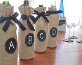 Set of 6 Jute Burlap Wine Bottle Bags to Custom Label over and over again - Set of 6