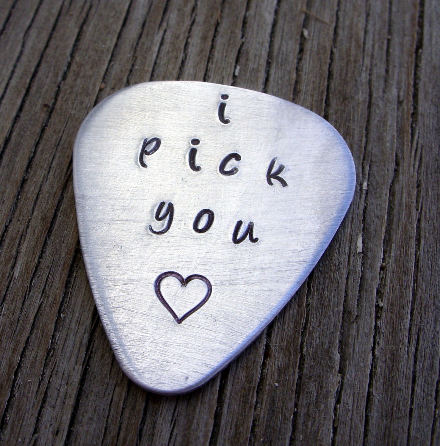 Hand stamped custom aluminum guitar pick 18 gauge- personalized gift