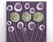 Purple and Green Art - Flower Painting - Textured Wall Art on Canvas - Small 10X10 - IN STOCK