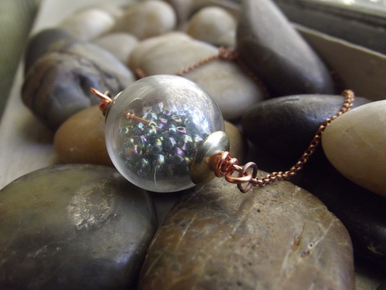 Wishes pendant, blue rainbow version Ready to ship