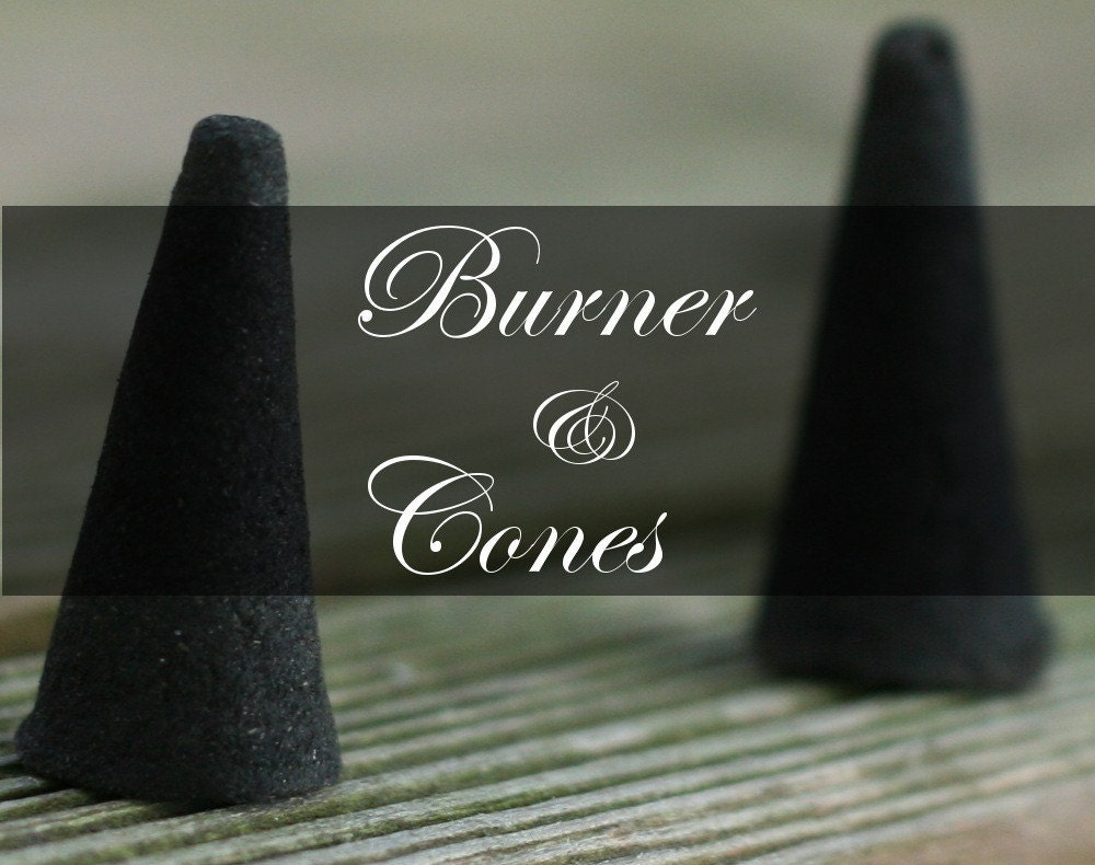 Incense Burner and Cones Gift Set Combo Deal - Handmade Copper Burner Surface /  40 Super Fresh Incense Cones - READY TO SHIP