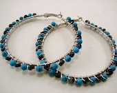 Howlite Turquoise and Blue Labradorite gemstone wire wrapped hoops