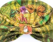 Wearable Art Turban - Tropical Butterfly Print -  Organic Cotton