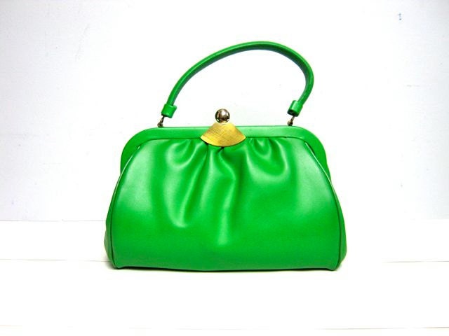vintage 1960s mod neon green purse - dirtybirdiesvintage