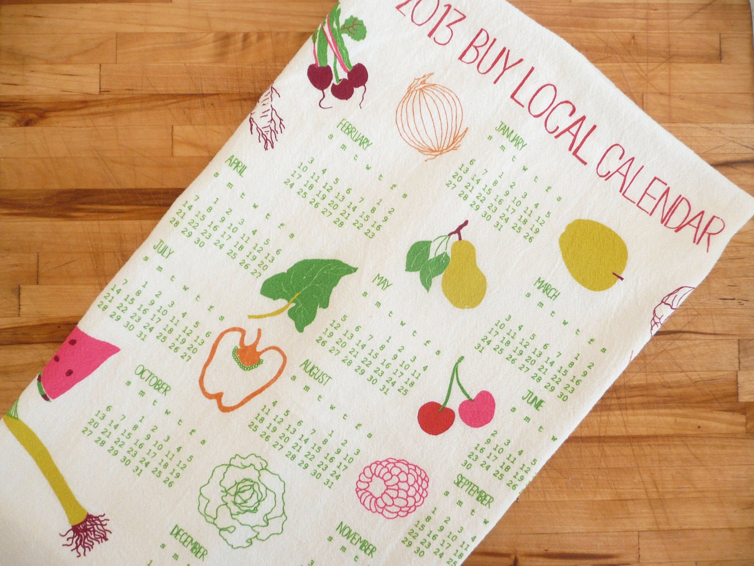 2013 Buy Local Calendar Tea Towel 50% off