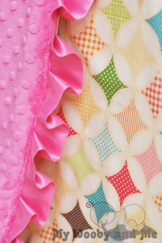 Minky Baby Blanket with Satin Trim Fly A Kite in by MyWoobyandMe