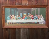 Kitschy Vintage Last Supper Wall Hang - Large with Vibrant colors