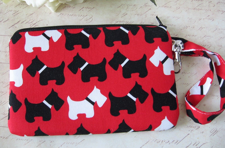 Scottie Wristlet,  Coin purse , zipper Pouch or  cosmetic bag ,zipper bag, scotty dog