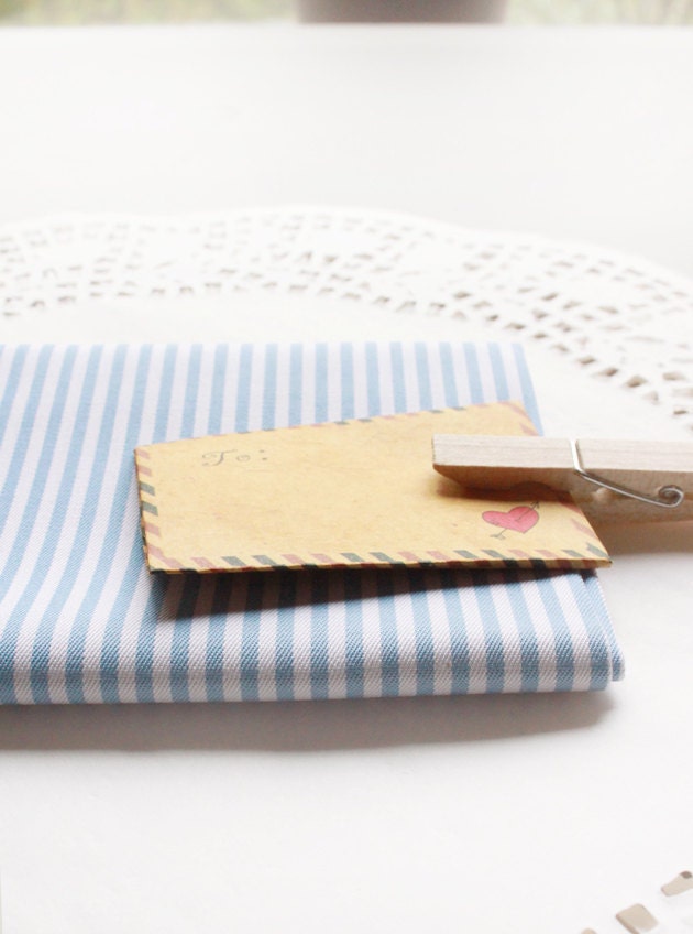 Blue and White Striped Cotton Polyester Fabric in Fat Quarter - Twill Weaved (Zakka)