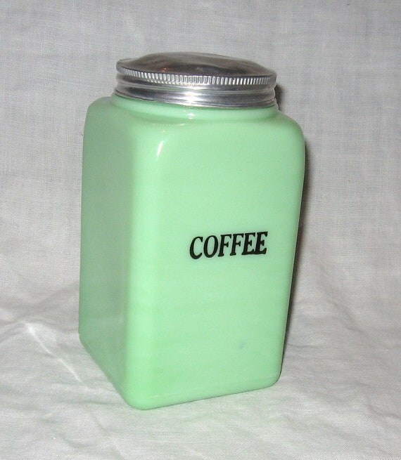 Mckee Jadeite COFFEE Jar Large 7 inch by VintageGaloreAndMore