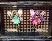 The "Princess Skele-Faeries" a Dia De Los Muertos Day of the Dead Shadowbox Calavera shrine fairy faerie skeleton