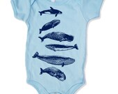 Baby Onesie WHALES  - american apparel (4 Colors) - FREE Shipping