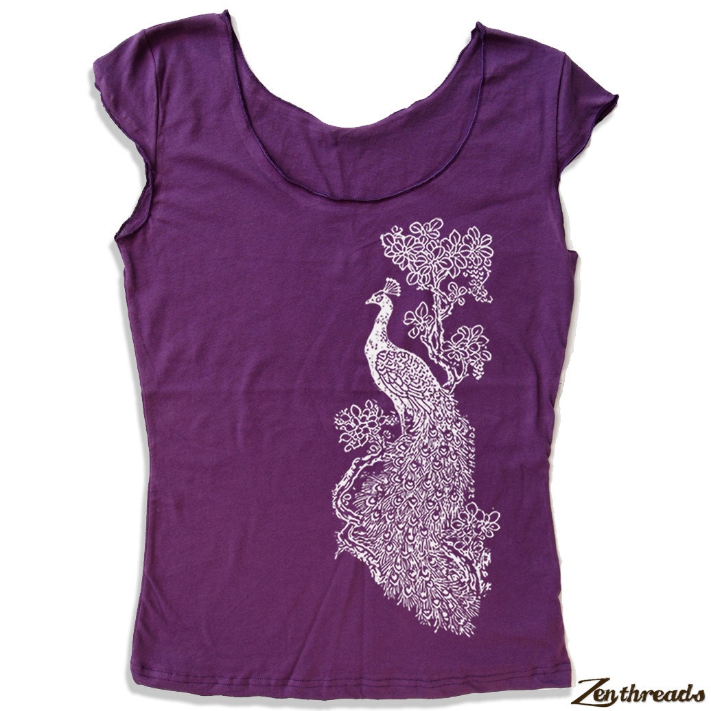 Womens Vintage PEACOCK Scoop Neck Tee - american apparel T Shirt S M L XL (4 Color Options)
