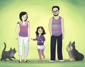 Custom Cartoon Family Portrait - Full Color Simple style