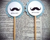 Its A Boy, Mustache Cupcake toppers
