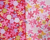 Kawaii Japanese Fabric - Cute Pandas Flower - 2 Fat Quarter Bundle Set (12ma0922)