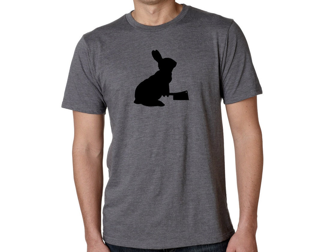 Rabbit T Shirt - SOFT Sustainable Tee Shirt - BUNNY with a CLEAVER - Men's Tee Shirt