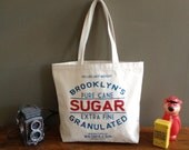 Spring Sale 25 % Off Screen printed canvas tote bag - Sugar sack - Made in Brooklyn, NY