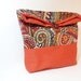 Fold Over Clutch Cotton Pouch Cosmetic Bag  Paisley Swirl