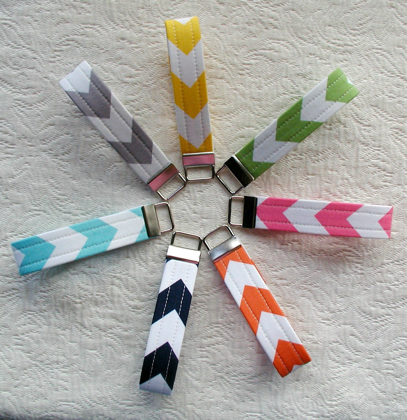 Chevron Keyfob Fabric Keychain.. Choose your Color