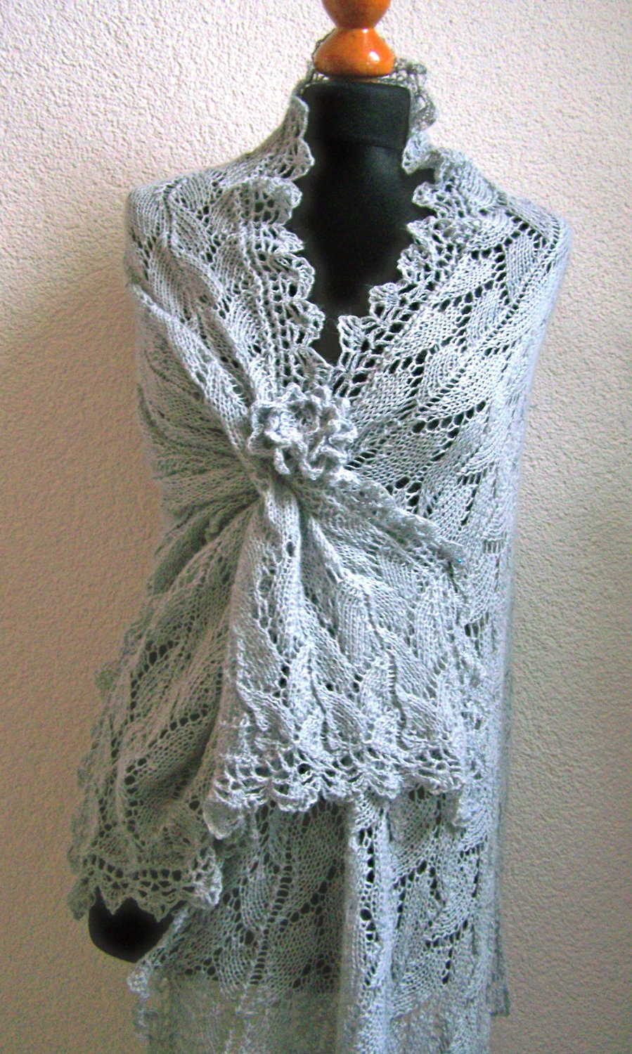 Big Wedding Stole Blue Grey Babyalpaca