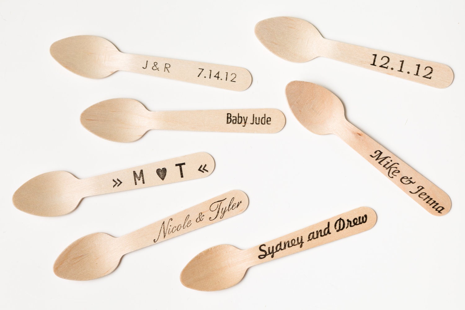 100 Wooden Ice Cream Spoons - Customize For Your Event - Perfect For Engagement Parties, Weddings, Rehearsal Dinners and Showers Il_170x135