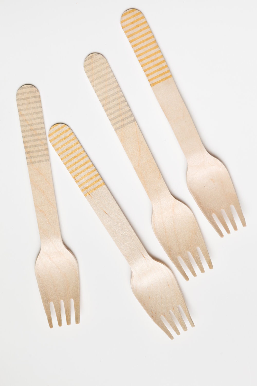 METALLIC - Gold - Silver - Stripes - 20 Wooden Utensils Il_570xn