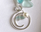 Seaglass Necklace Silver Circle Pendant