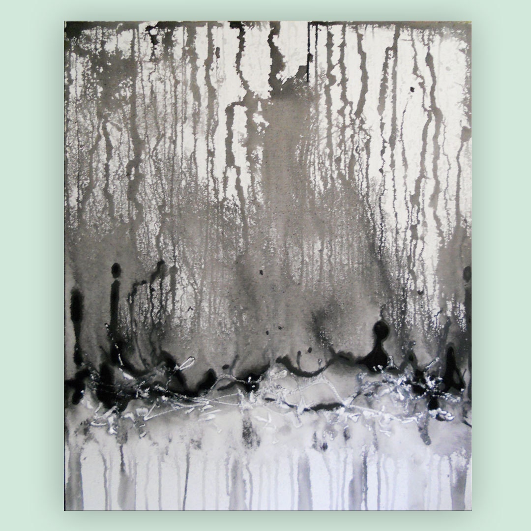 art painting original abstract painting black and white gray liquid painting poured painting 22 x 28 inch Mattsart