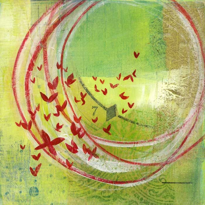 Crimson and chartreuse butterflies-Large Archival Print-Raspberry Swirl