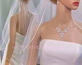 Satin Ribbon Edge Veil, Elbow Waist Length, 1 Tier, All Colors