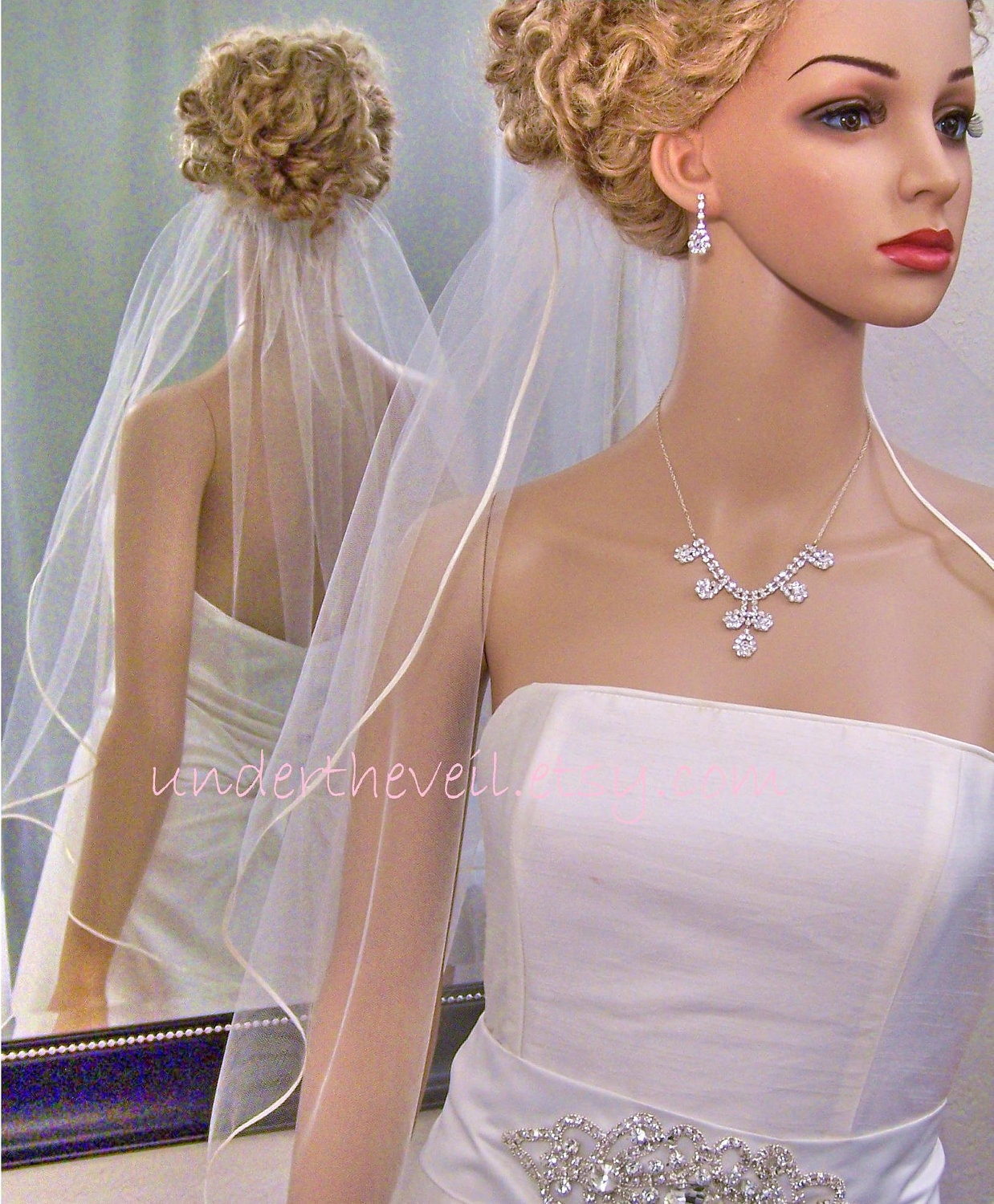 Raw Edge Veil, Elbow Waist Length, 1 Tier,