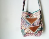the floral twin triangle bag.. vintage print, eco-friendly crossbody bag
