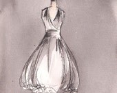 Print - Watercolor and Charcoal Painting - Vintage Dress Painting - Vintage Marilyn Dress - 8x10 - Lauren Maurer Artworks on Etsy
