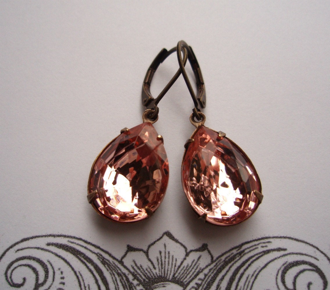 Vintage Pale Pink Earrings Drop Earrings Estate Style Vintage Rhinestone Drop Bridesmaid Gift CAMBRIDGE Rosaline