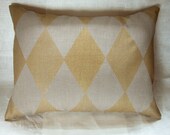 Metallic Gold on Warm Gray Harlequin hand printed linen home decor lumbar pillow case