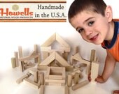 82 Pieces Natural Wood Building Blocks - Classic Toy Blocks - Natural - Safe - Eco-Friendly - LOWEST PRICE on ETSY