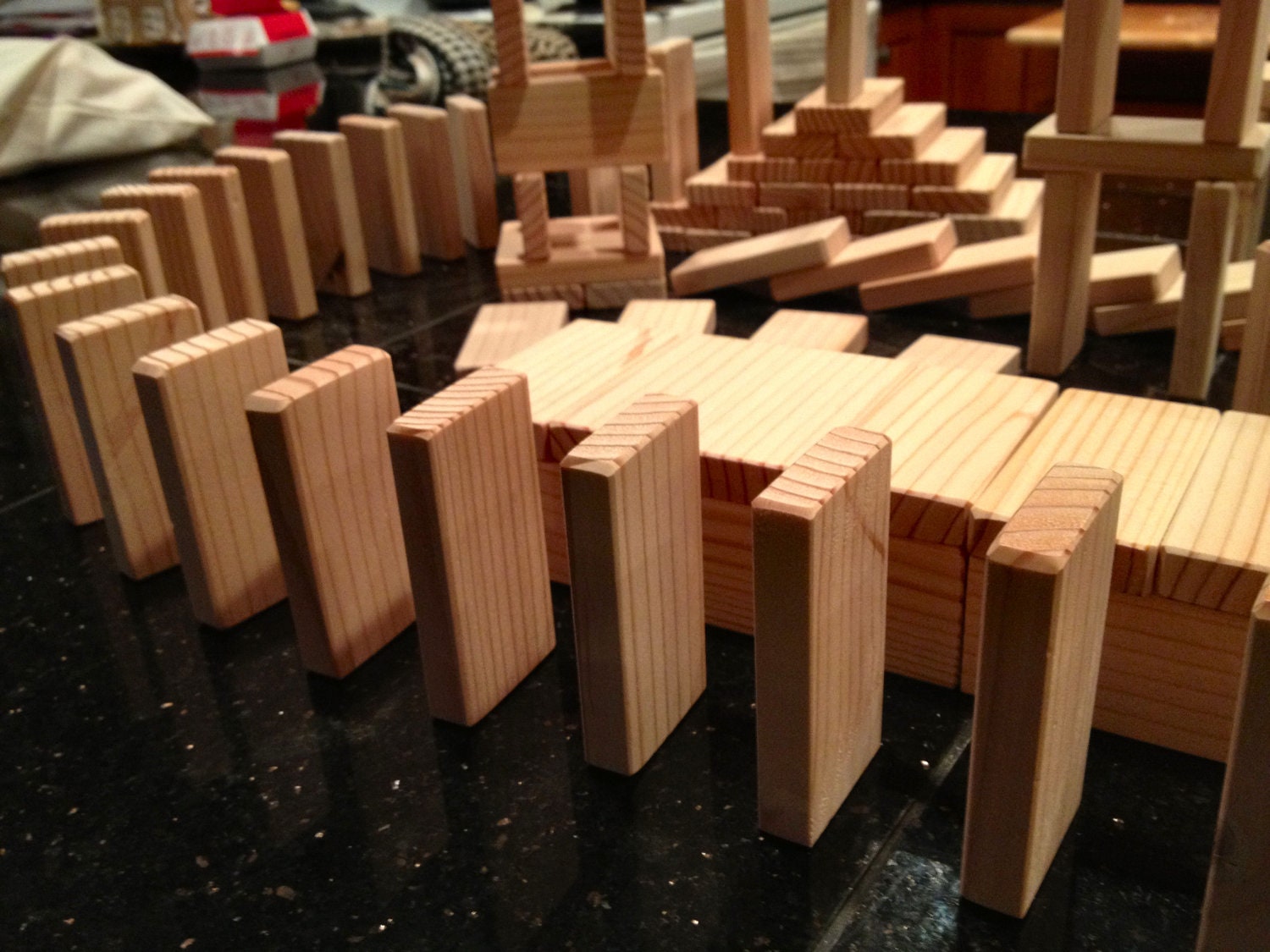 227 LARGE Domino Blocks - Wooden Toy Blocks - JUMBO Domino Building Blocks - Handmade - Natural Wood- Safe