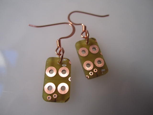 Hoot Owl Upcycled RoHS Computer Board Earrings