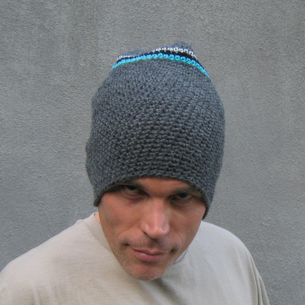 crochet slouchy beanie/ stormy gray