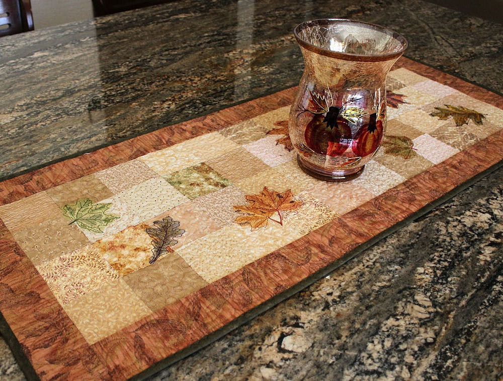 Autumn Leaves Wall Hanging or Table Runner Quilt