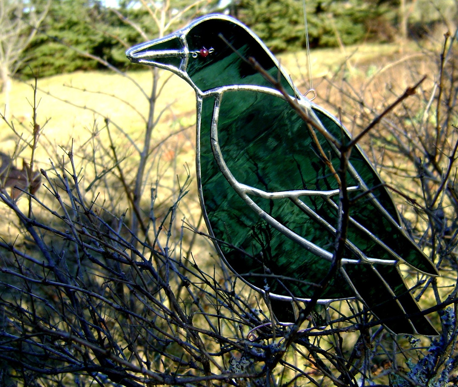 Crow Raven Stained Glass Suncatcher Valentines Mothers Day Pagan Easter Christmas Equinox Spring Never More Poe Wedding Housewarming