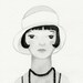 Original watercolor illustration 5 x 7 - Louise - young 1920 fashion girl