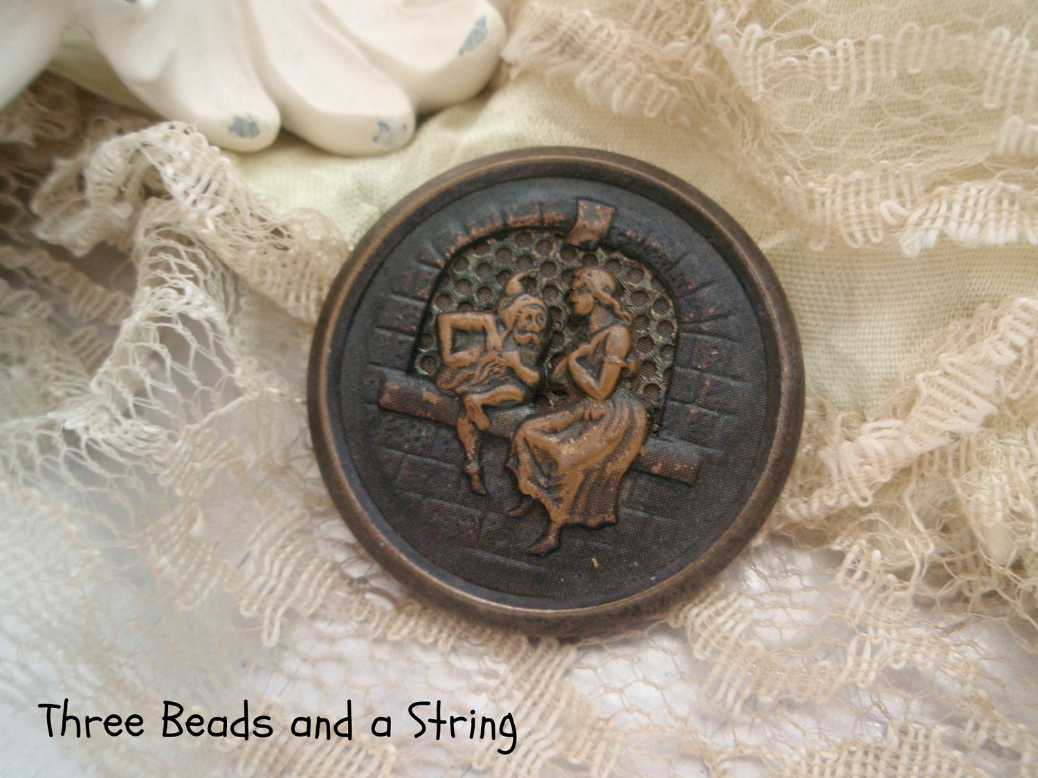 Vintage Metal Picture Button