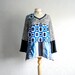 Geometric Print Top 2X Plus Size Shirt Women's Clothes Black Tunic Bohemian Top Upcycled Clothing Boho Style 'AJAY'