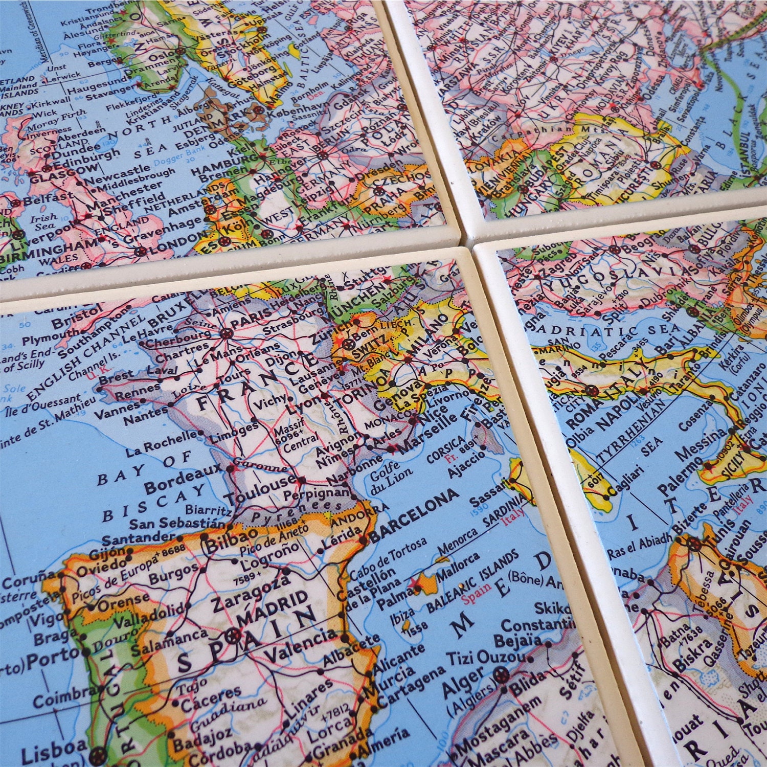 Coasters / Vintage Map of Europe