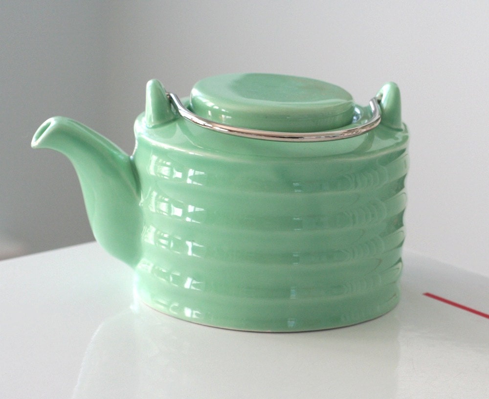 Art Deco Green Teapot